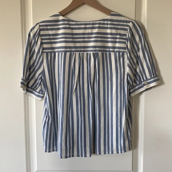 Madewell Plaza Button-Front Shirt in Blue Stripe - Picture 8 of 9